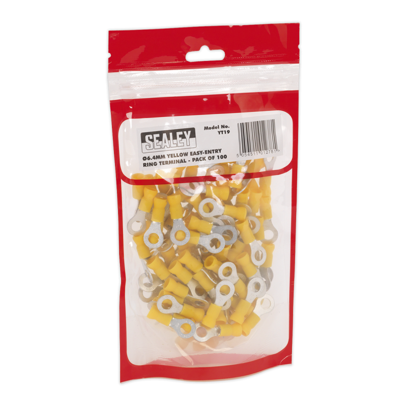 EasyEntry Ring Terminal Ø6.4mm (1/4") Yellow Pack of 100
